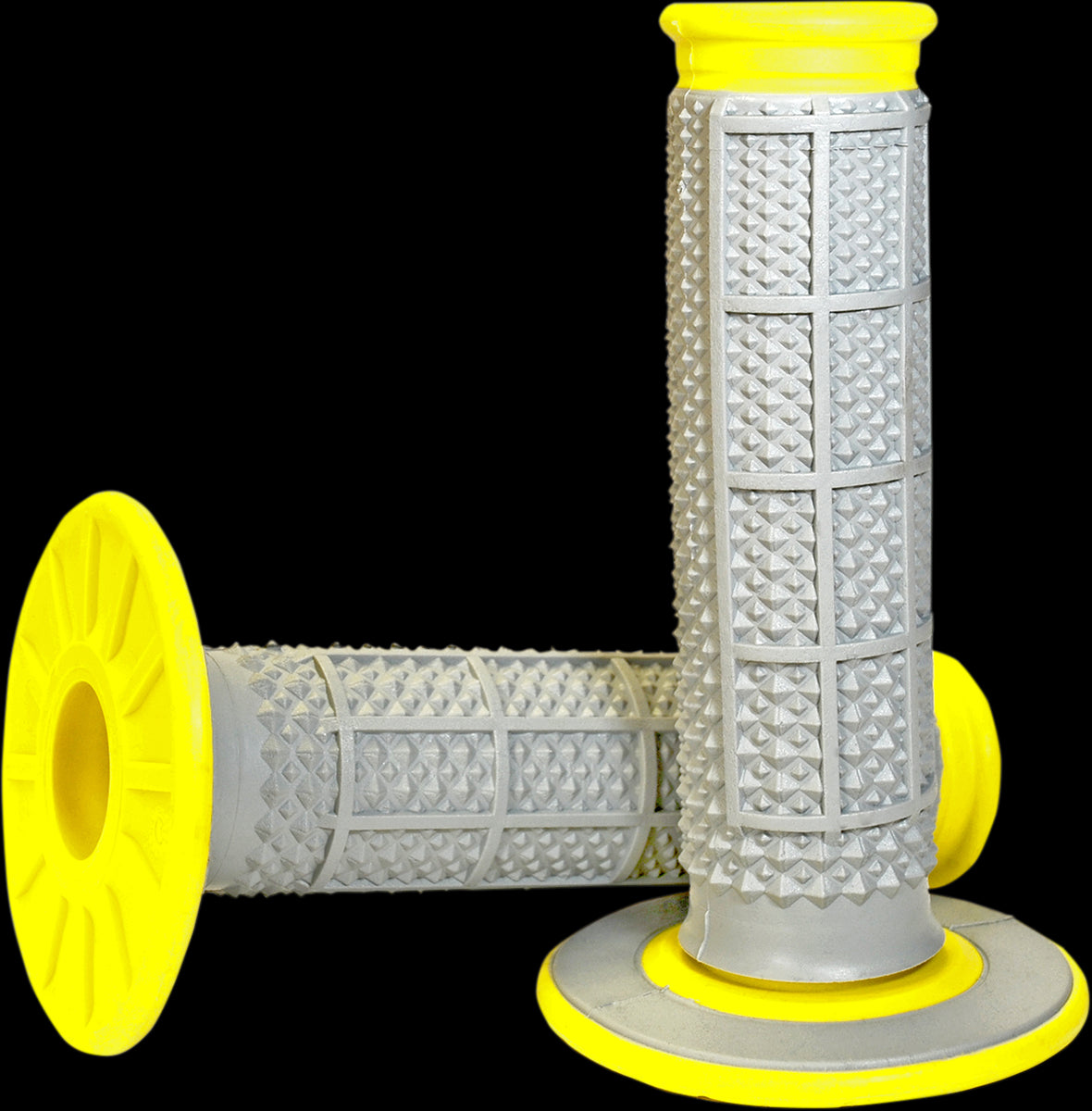 Renthal Dual Compound Tapered Half Waffle Grips Grey Yellow MX Enduro